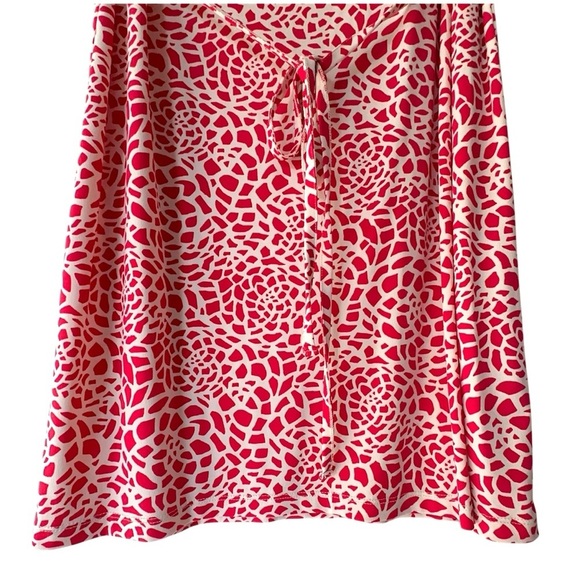 LOFT NWOT SLEEVELESS TIE FRONT DRESS RED & WHITE MOSAIC PRINT | MEDIUM - Picture 5 of 8